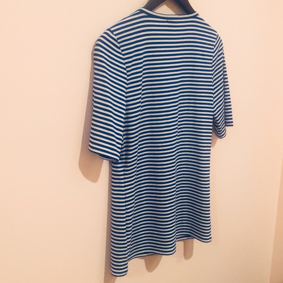 J. Crew Blue Striped Soft T-shirt with Buttons - Picture 4 of 7